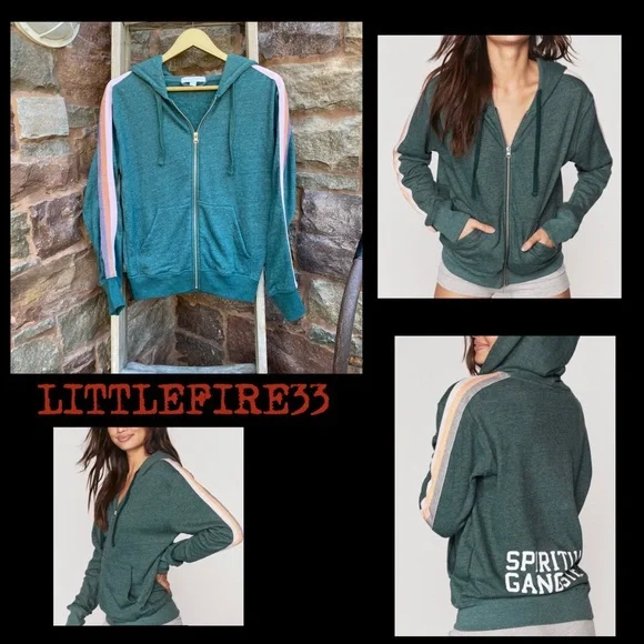 ✨ SPIRITUAL GANGSTER RETRO VARSITY STRIPE RILEY ZIP UP HOODIE JACKET XS NWOT - Picture 16 of 16